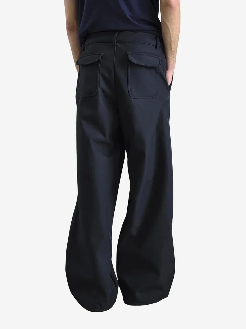 Giesto Navy Blue GIESTO Baggy Fit Wide Leg Trousers with Zipper Closure for Men | Best Price UAE